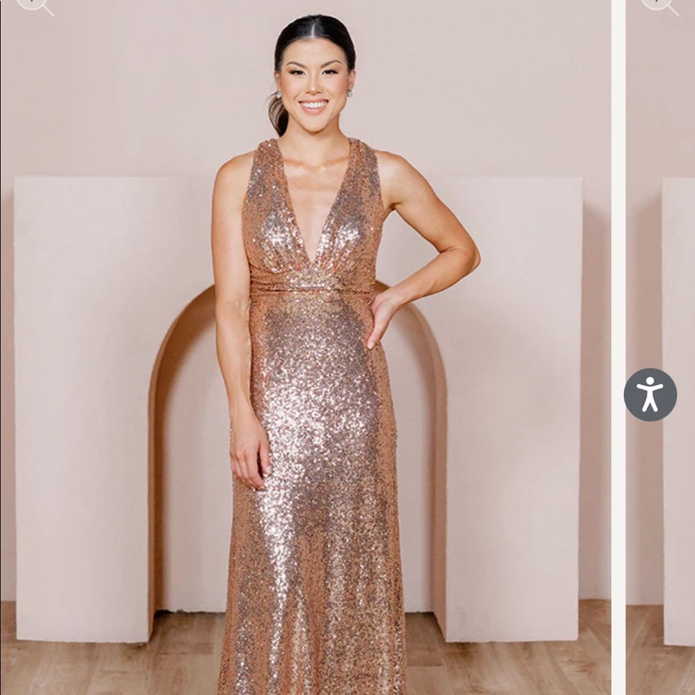 Revelry Dylan sequin dress. matte rose gold. size 14 petite.